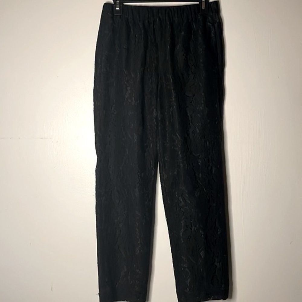 J. Crew- Black Pull-On Easy Eyelet Elastic Waist Dressy Pants- Size 4